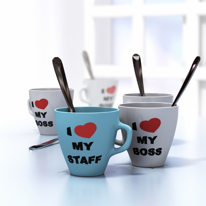CEOs of the best nonprofits to work for with I love my job coffee mugs