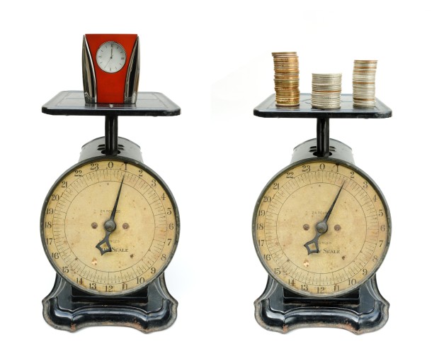 scales weighing time and money